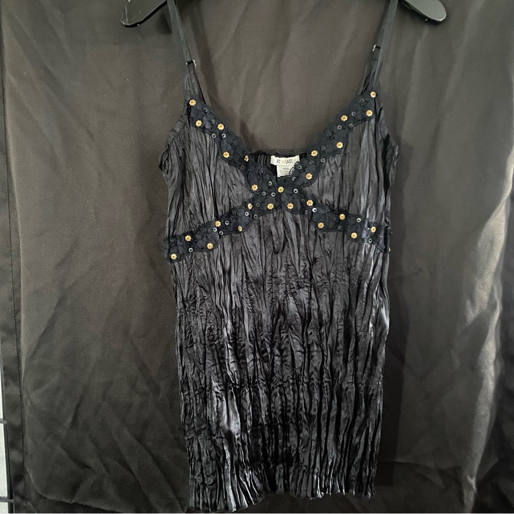 Y2k satin embellished tank top